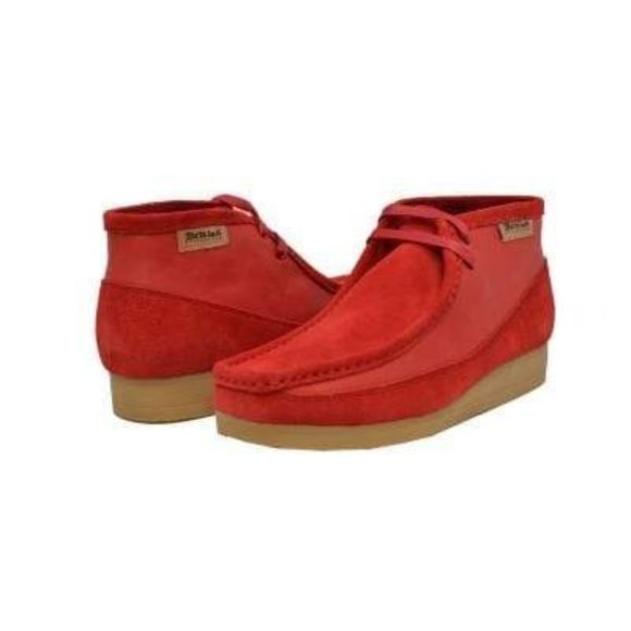 British Walkers New Castle Wallabee Style Boots Men's Red Suede and Leather - Picture 1 of 7